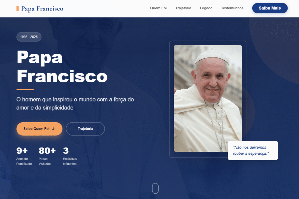 Hero do site papa francisco e seu legado